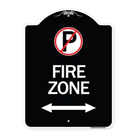 No Parking and Arrow Pointing Left and Right Heavy-Gauge Aluminum Sign, 24" x 18", BW-1824-24656